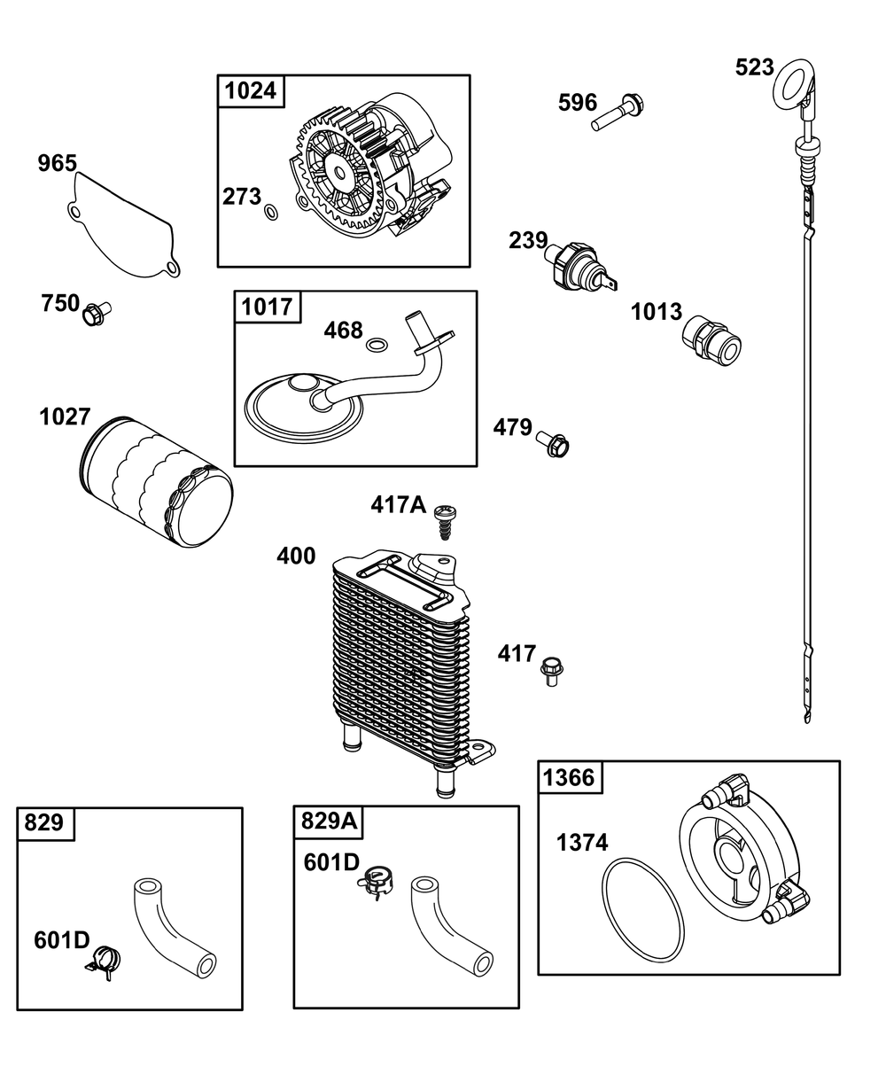 Lubrication Group Diagram and Parts List for 542477-2226-J1 400000 - 699999 Briggs and Stratton Engine